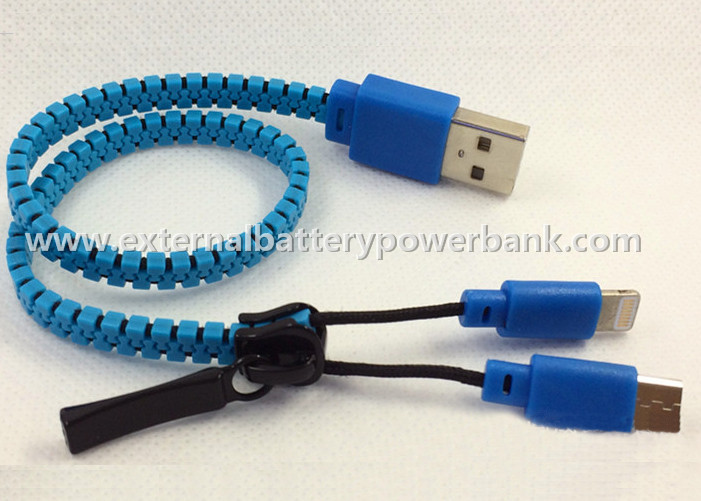 Kabel van de de Gegevensoverdracht van ritssluitingsusb/2 in 1 USB die Kabel laden voor Mobiele Telefoon