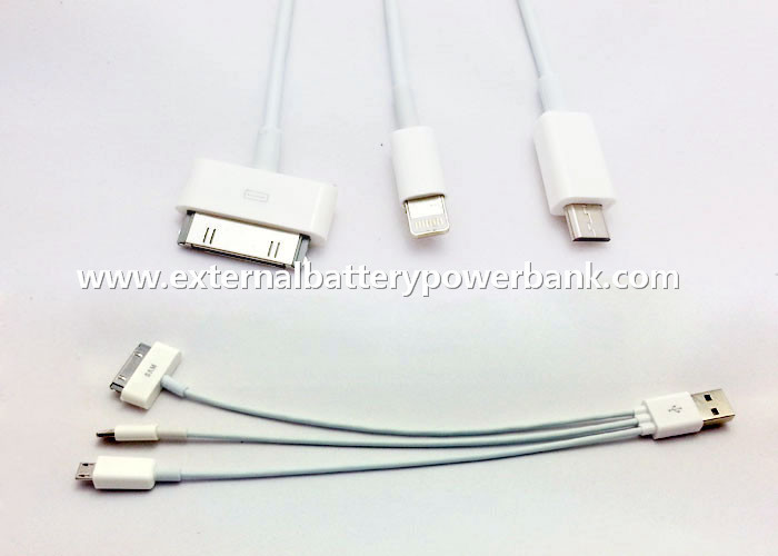 Wit 3 in 1 Rond USB die Kabel belasten met Micro/4G/8Pin-Schakelaar