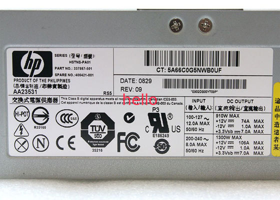 Compaq 337867-001 de Servervoedingen van 1300W HP met Actieve Ventilator