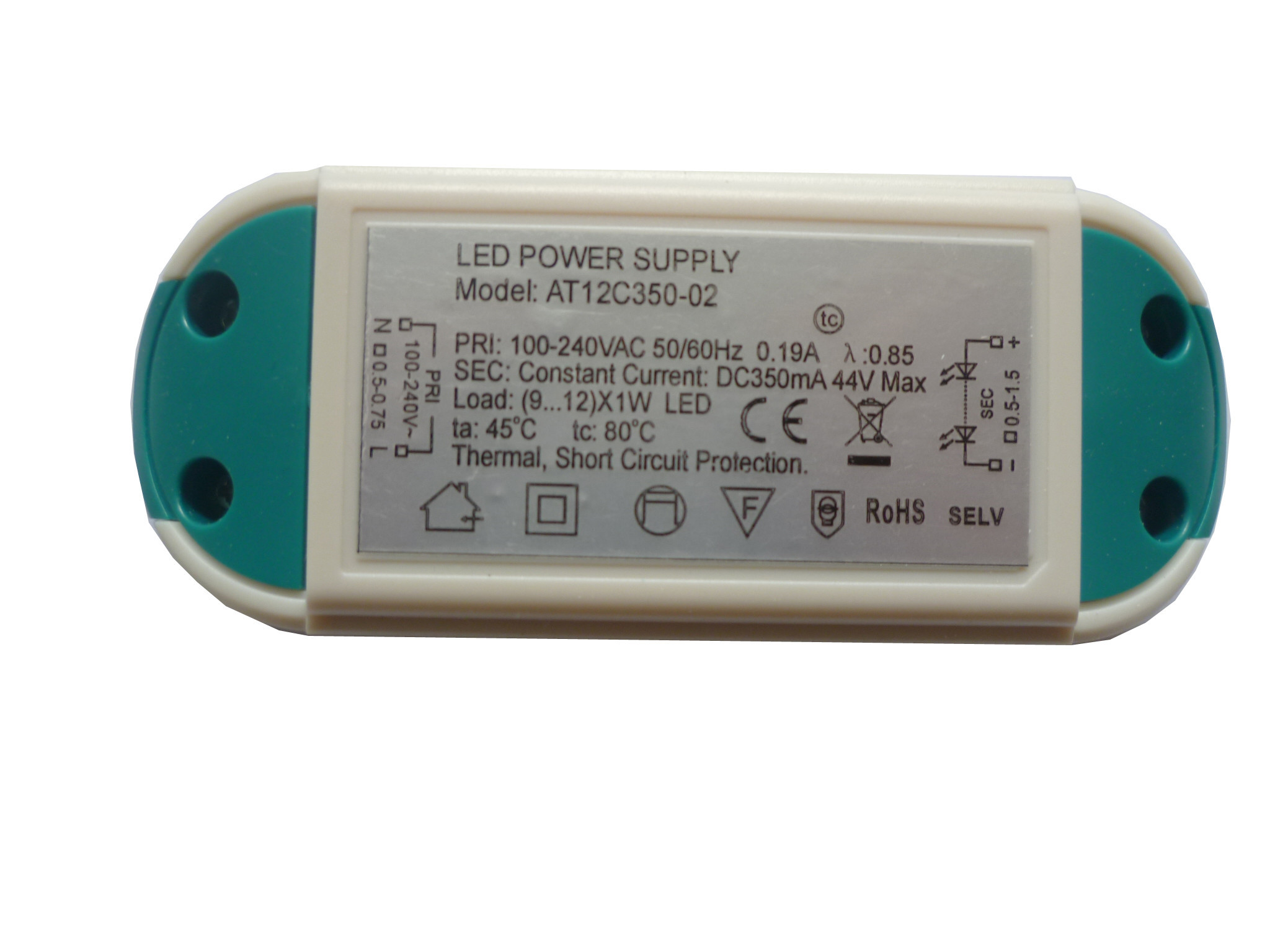 Waterdichte 24V Constante Voltage Geleide Lichte de Bestuurdersen 55015 van gelijkstroom 12W